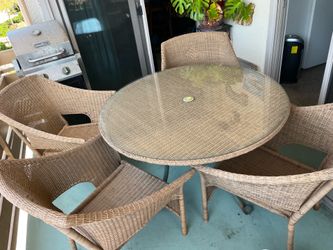 Wicker patio table and chairs