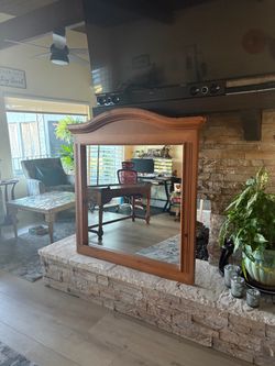 Large Wood Framed Wall Mirror