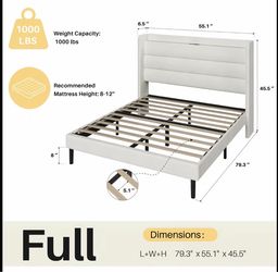 Brand New Full Size Upholstered Bed Frame + Charging Station