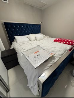 Royal Blue Queen Bed