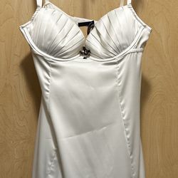 White with leopard accent bows. Sexy slip dress/nighty