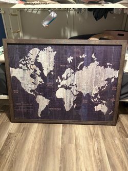Large Framed World Map Wall Art