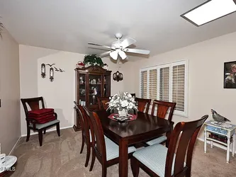 Dining table with 8  chairs total (2 captain)