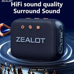 New Wireless Speaker: ZEALOT S75. Dual Pairing, 3000mAh Battery, 10 Hours Playtime Loud Stereo, Booming Bass. Charging Cable, Black