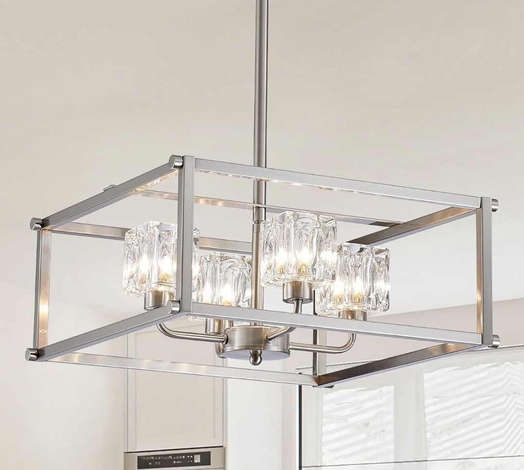 BRAND NEW IN BOX - 4-Light Chandelier Brushed Nickel Pendant Light Fixture