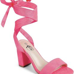 Trary Pink  Heels for Women, Lace Up Chunky Heels for Women, Strappy Heels for Women Sandals, High Platform Stripper Heels, Comfo