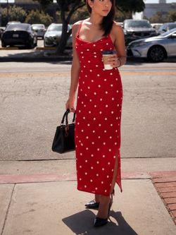 Red Polka Dot Maxi Slip Dress