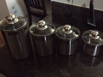 4 PIECE STAINLESS STEEL CANISTER SET