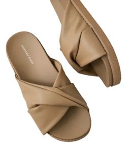 American Eagle Women's Twist Slide Vegan Leather Sandal Beige Color Size 8 New
