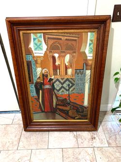 Arabic Art Oil On Canvas 45” Tall X 33” Wide By Italian Artist.