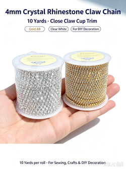 SS16 4mm Rhinestone Cup Chain 10 Yards | Gold AB & Clear Silver Base