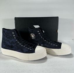 Converse CTAS Lift Hi Chunky Platform Sneakers Navy Floral Lace Women Size 11