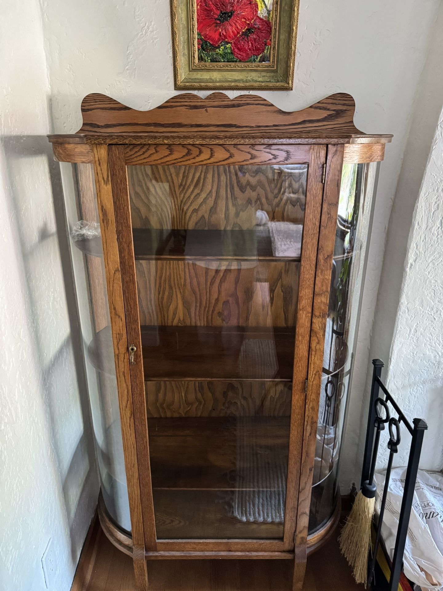 Antique Tiger Oak Curio Cabinet