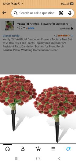 Yunlly Artificial Dandelion Flowers Topiary Tree Set