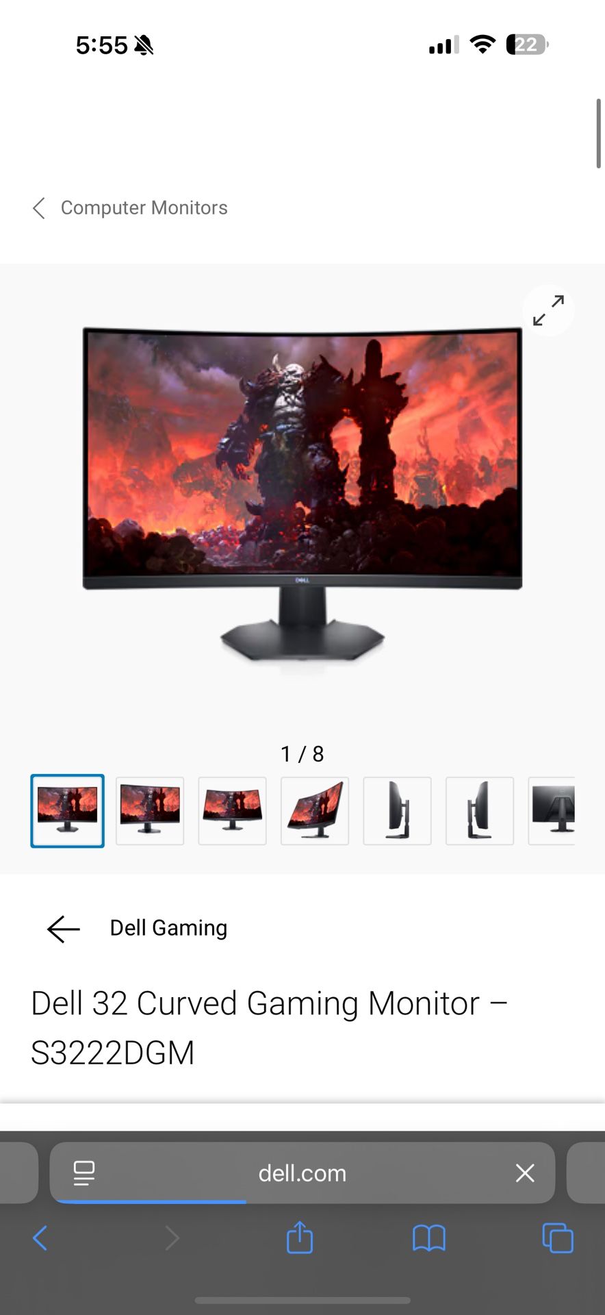 Dell 32in 144hz Curved Gaming Monitor