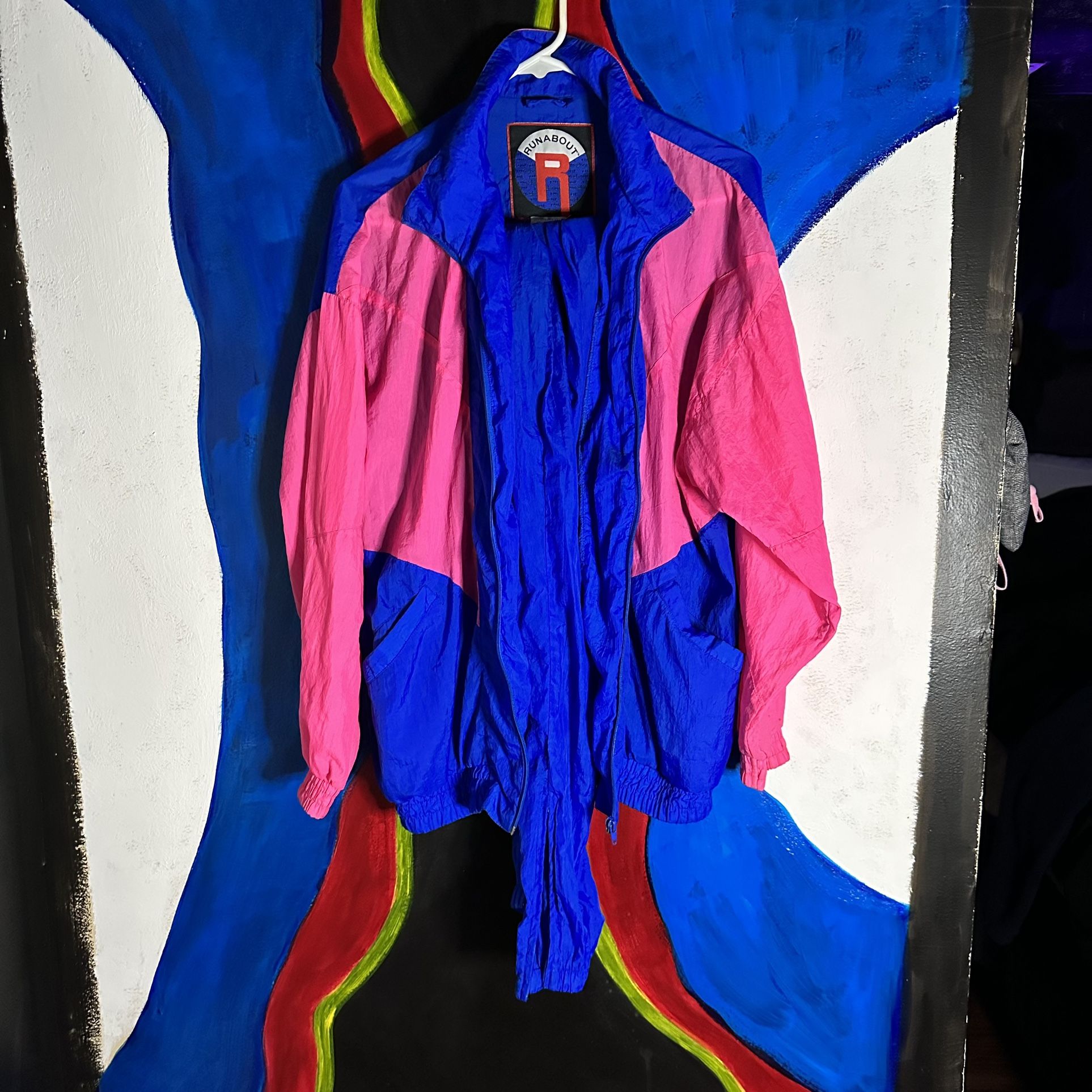 Retro Pink & Blue Tracksuit Windbreaker Set