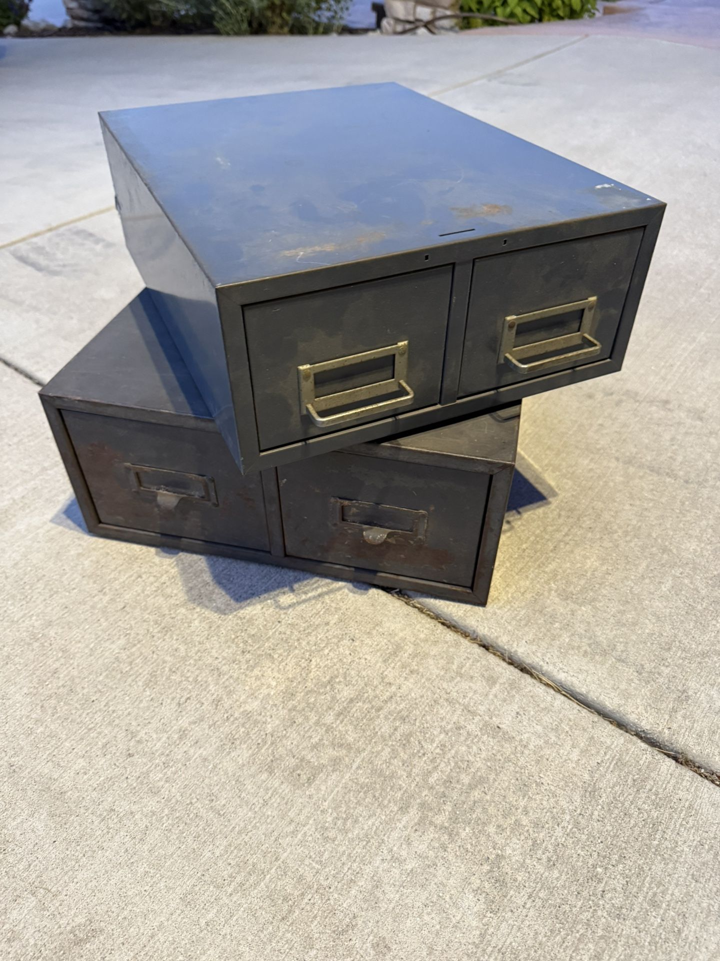 Vintage Metal Index Library Catalog Boxes