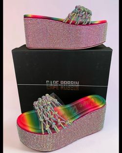 Cape Robbin Rainbow Crystal Platform Slide - Multicolor