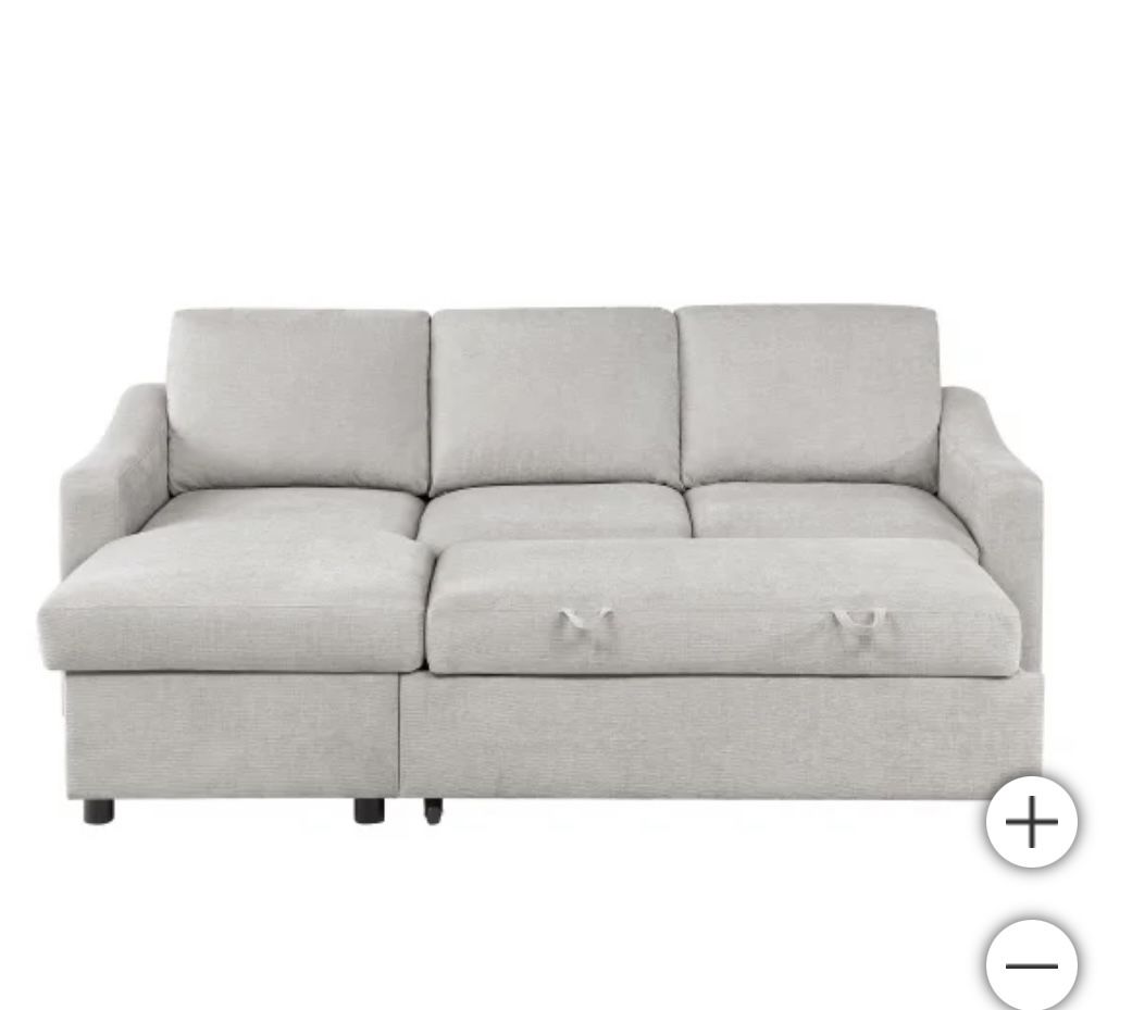 Coddle Aria Fabric Sleeper Sofa with Reversible Chaise and Storage, Beige