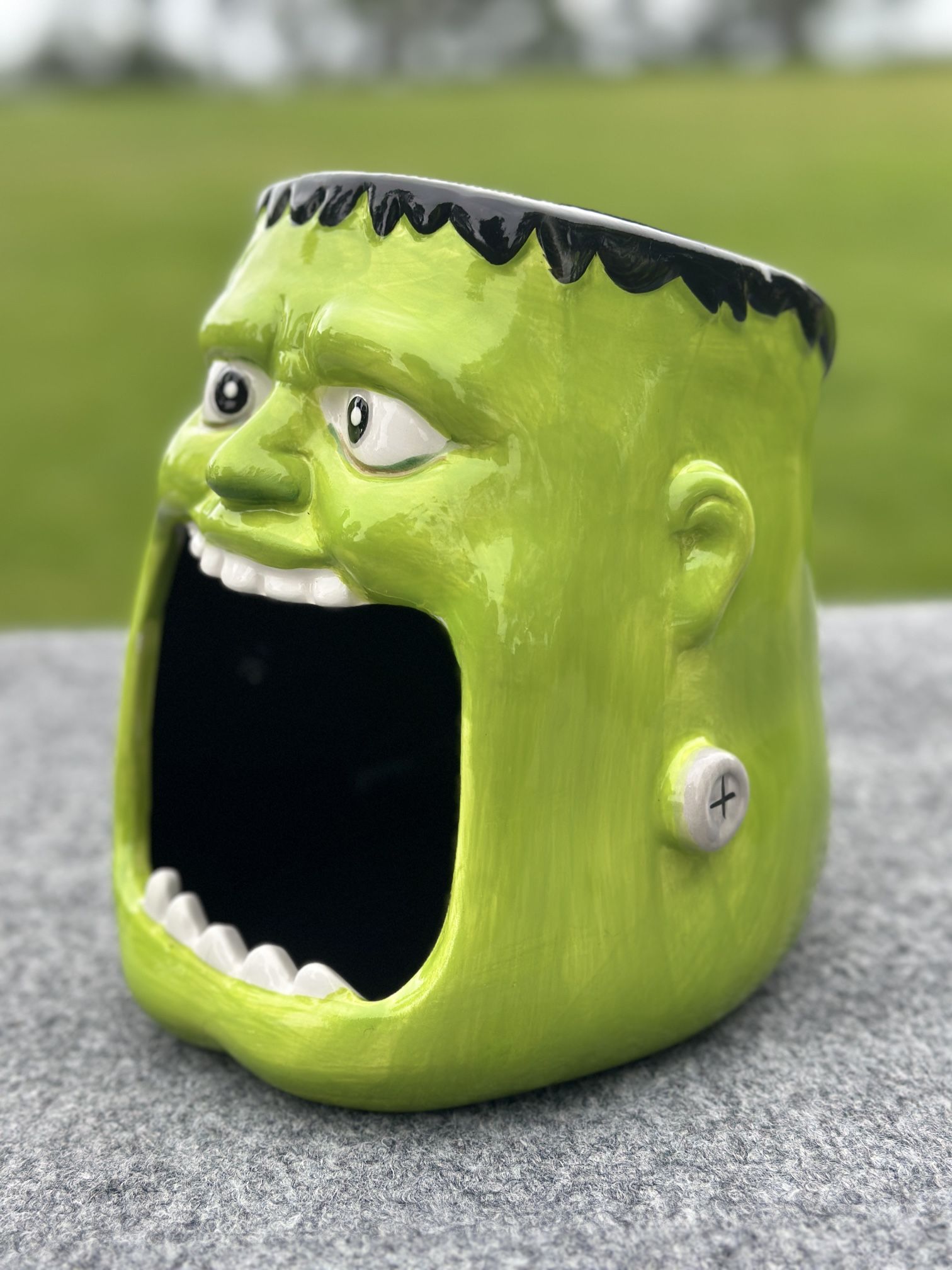 Maxcera Frankenstein Monster Open Mouth Ceramic Candy Bowl Dish