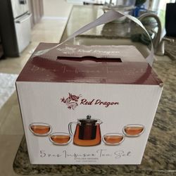 Red Dragon 5-Piece Glass Infuser Tea Set – New in Box