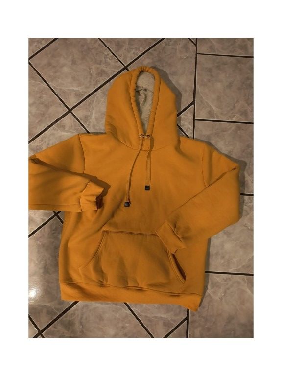 Men's Mustard Yellow Fleece-Lined Hoodie - Size XL