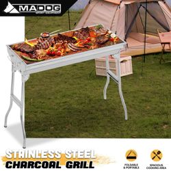 Folding Barbecue Grill - Silver - 28"x13" 🔥 ❗️😍
