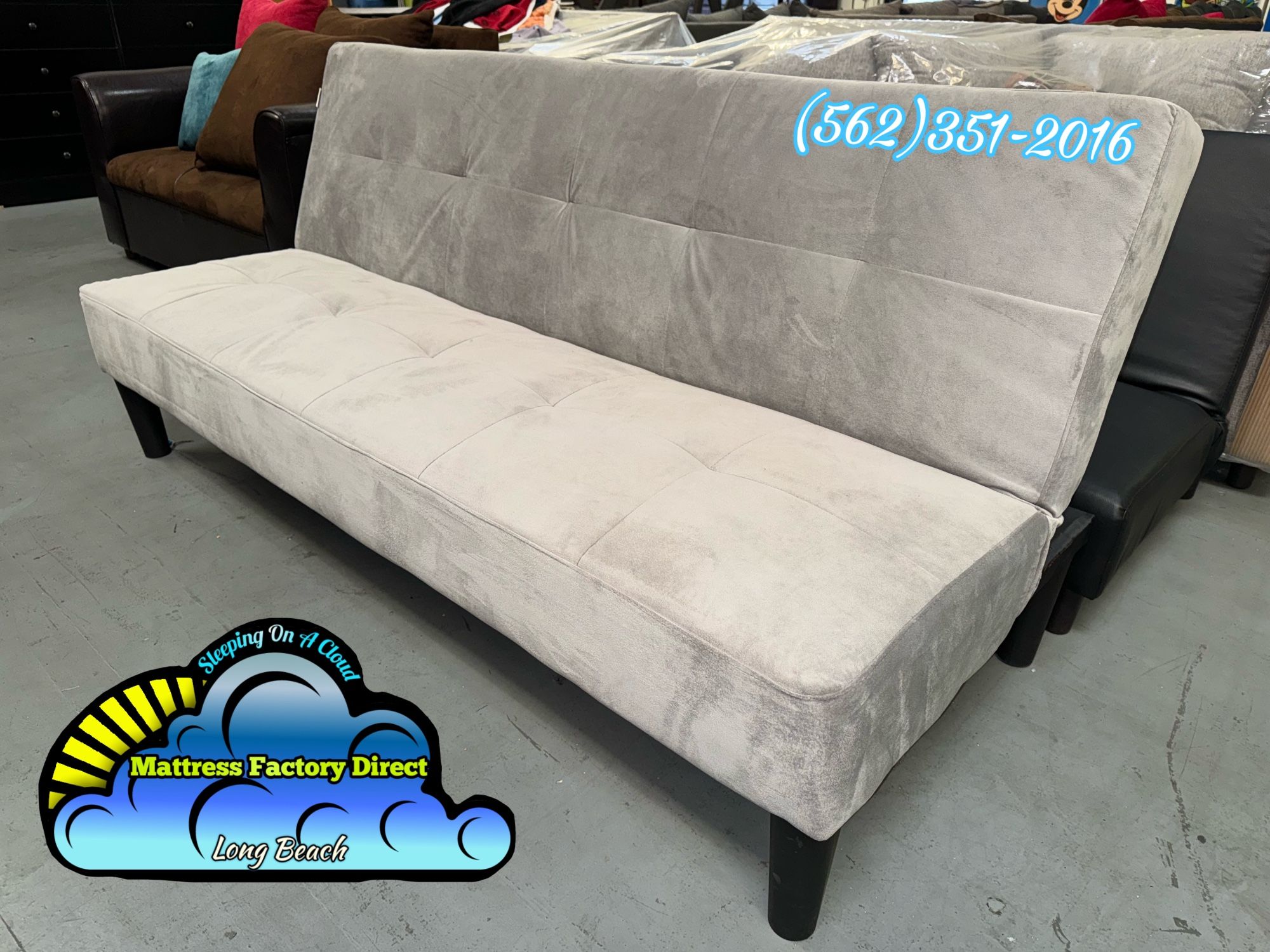 Futon Bed Gray Suede