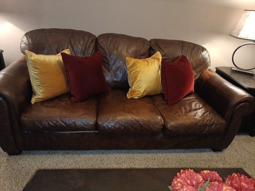 Moving Sale 5/11/24-Leather Sofa Sleeper  & Love Seat 