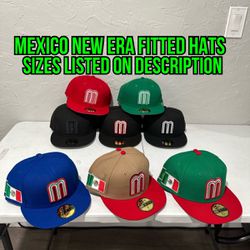 WBC World Baseball Classic Team Mexico Brown, Green, Black, Blue, Red 59fifty Fitted Hats Size 6 7/8, 7, 7 1/8, 7 1/4, 7 3/8, 7 1/2, 7 5/8  And 7 3/4 
