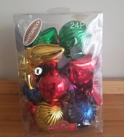 Kurt Adler 24 Assorted Mini Multi-color Shatterproof Shiny Ornaments