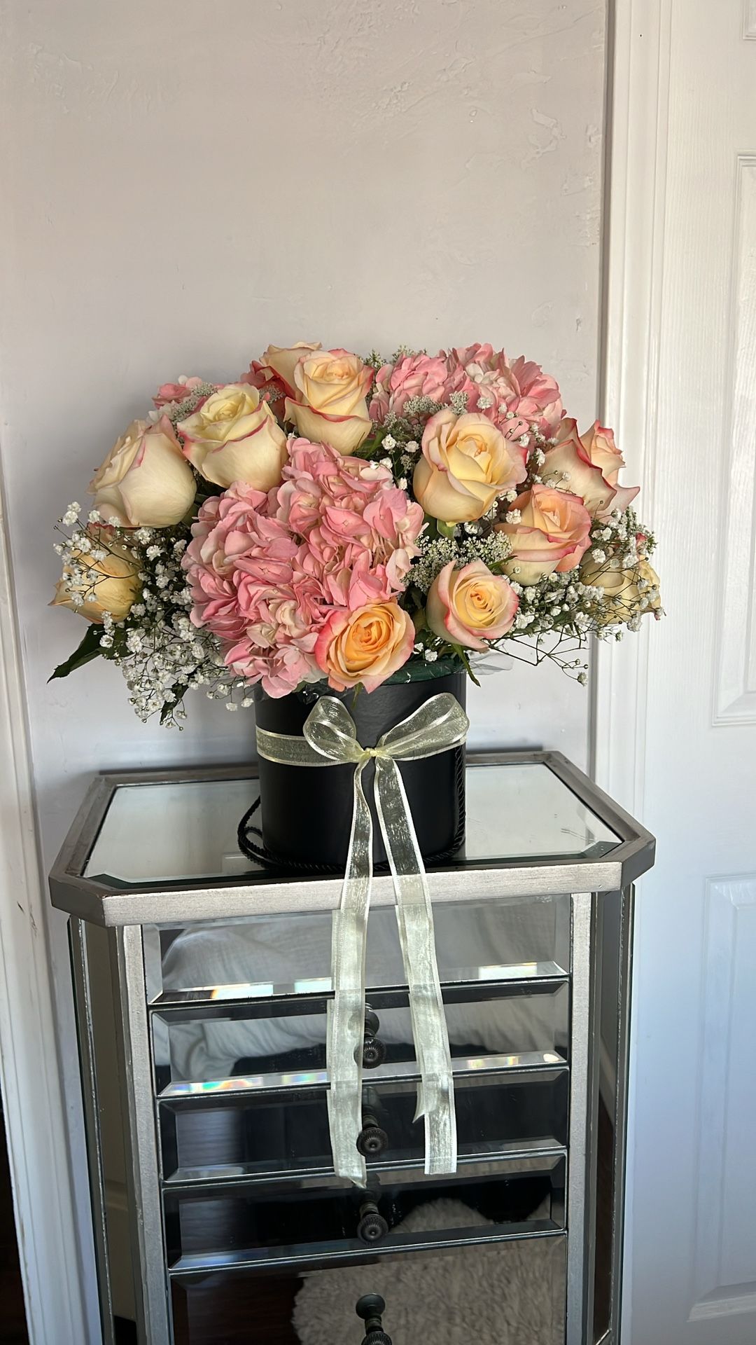 Cylinder Flower Box 25 Count Roses $75