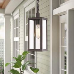 Outdoor Pendant Lantern, Exterior Pendant Hanging Lights, Porch Pendant Lighting Fixture in ORB Finish with Clear Glass