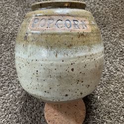 Vintage Tostoe Stoneware "Popcorn" Pottery Jar