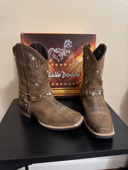Girls leather Western boot youth 3