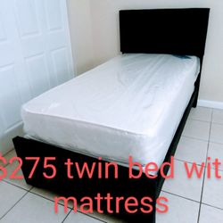 $275 Twin Bed Frame With Mattress And Boxspring Brand New Free Delivery 