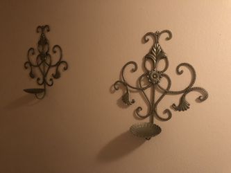 Set of two metal wall candle holder