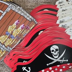 Paper Pirate Hats And Paper Treasure Chests Party Supplies NEW