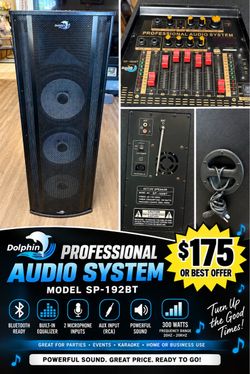 Tower speaker and gaming laptop