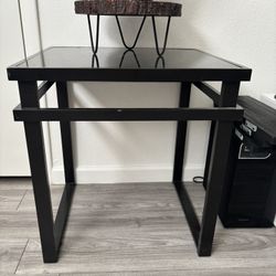 2 Black Glass Side Tables