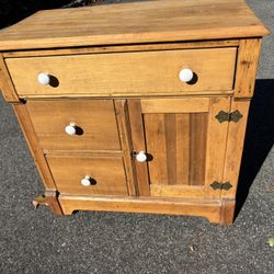 Antique Pine Kitchen Cabinet With Drawers