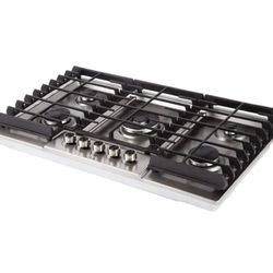 LYCAN AKT3260 Stainless Steel 5 Italy Sabaf Burners 36" Gas Range Cooktops Heavy Duty RV Stovetop with Metal Knobs