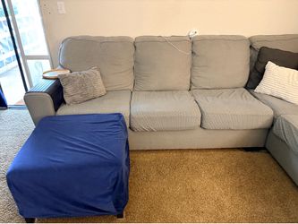 Grey L-Shaped Sectional Sofa with Ottomans