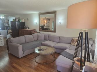 Grey Sectional Fabric Sofa
