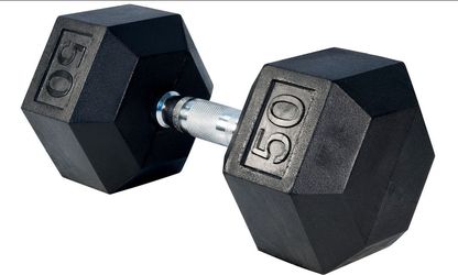 Pair of New In Box 50lb Rubber Hex Dumbbells FIRM PRICE