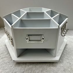 Rotary jewelry organizer white wooden