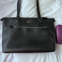COACH black leather tote bag 