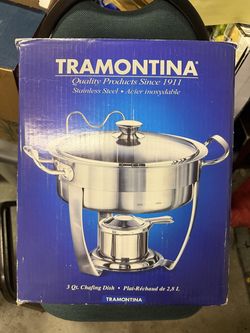 Tramontina 3 Qt Round Stainless Steel Chafing Dish w/ Glass Lid