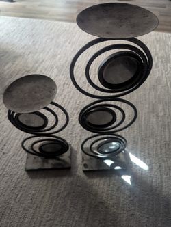 2 Vintage Metal Candle Holders With Mirrors $20