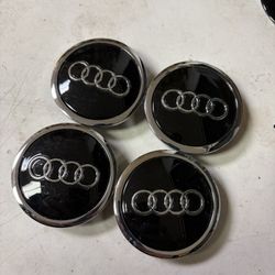 Audi 69mm Black Chrome Wheel Rim Center Hub Caps Emblem 4PC